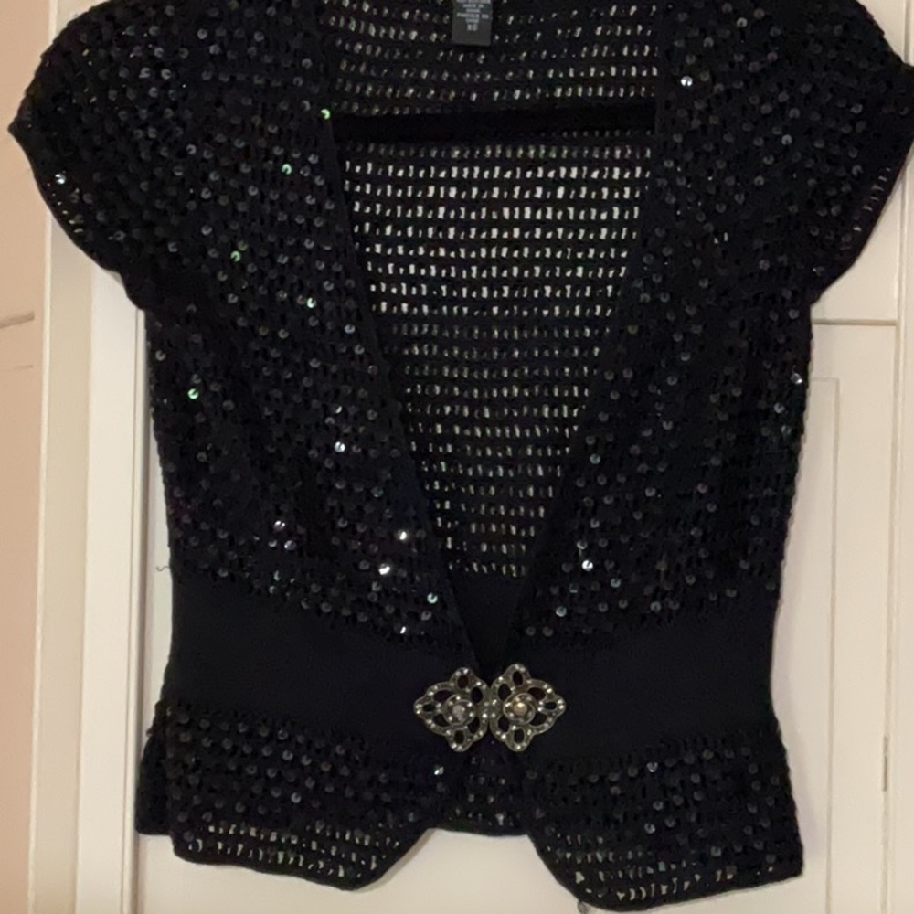 Laundry By Shelli Segal Black Sequin Blouse